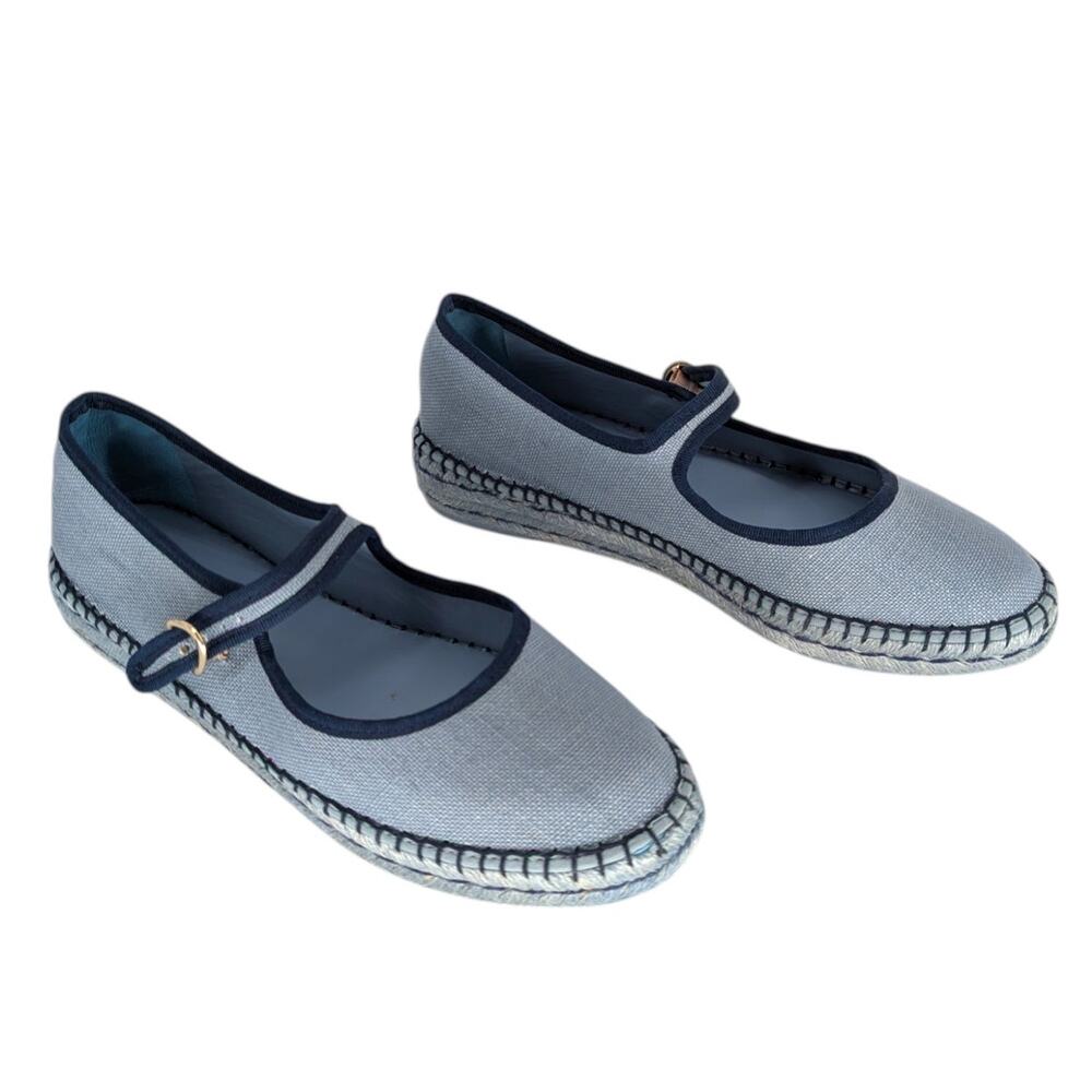 Tuckernuck Jamie Espadrille Flats Chambray Mary Jane Denim Blue Sz 11 - Picture 3 of 8